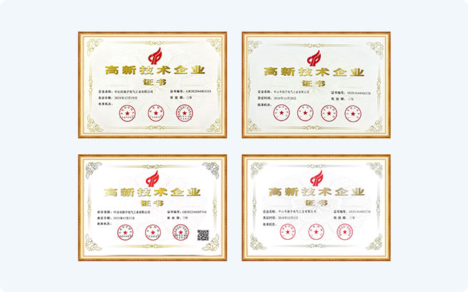 Collection of Guangdong High-Tech Enterprise certificates